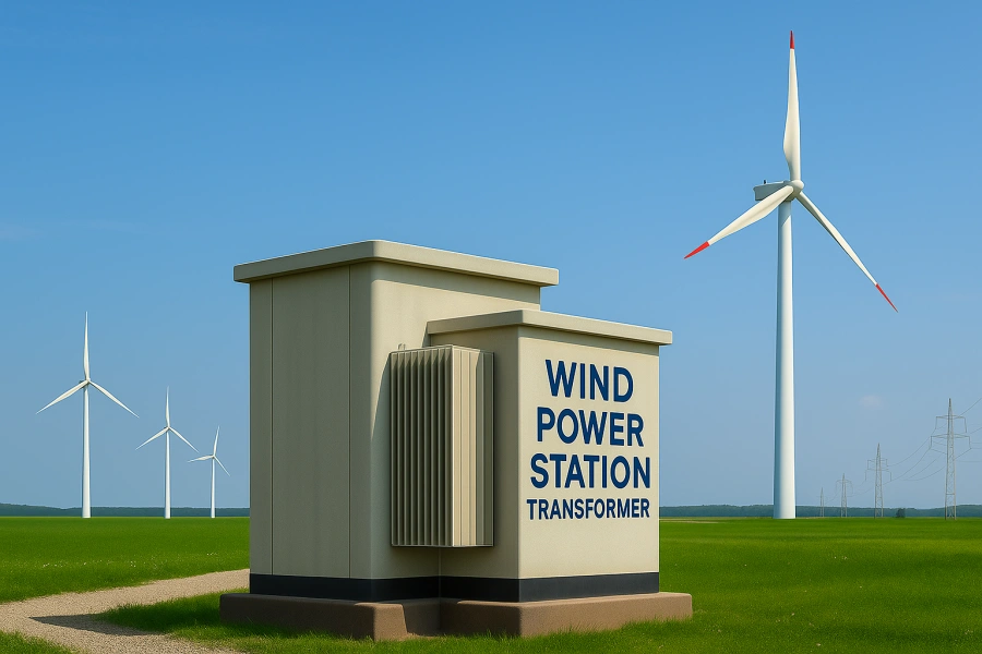 Wind power transformer for renewable energy systems, manufactured in China for wind farms in the USA, Canada, Mexico, Brazil, Argentina, Peru, Bolivia, and Spain.