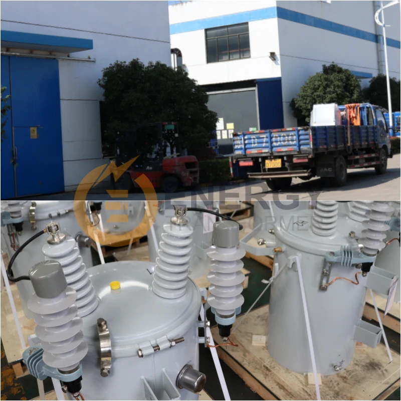 25 kVA rural pole-mounted transformer, 13.2kV to 240/120V oil-filled unit by Energy Transformer, factory-supplied for North and South American power grids