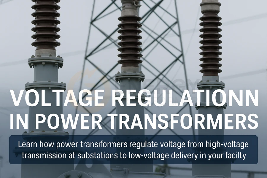 High-voltage and low-voltage power transformers managing electricity flow between substations and industrial facilities