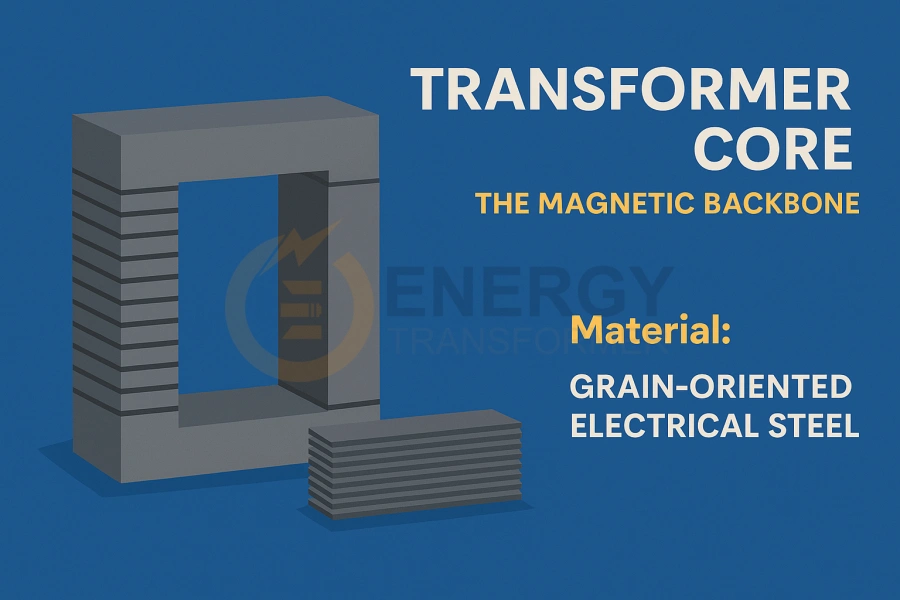 Laminated steel core inside a power transformer for efficient magnetic flux flow – Energy Transformer supplier in the US, UK, Germany, and more