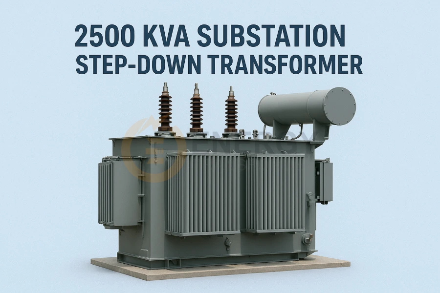 Energy Transformer 2500 kVA substation step-down oil immersed power transformer for US grid applications.