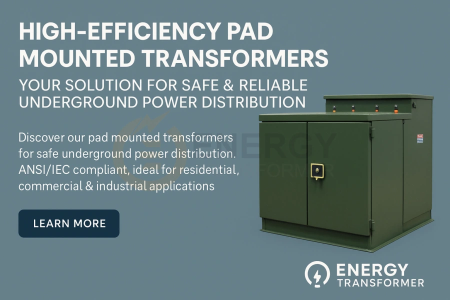 Energy Transformer high-efficiency pad-mounted transformer for underground power distribution in the US, Canada, Europe, and Latin America