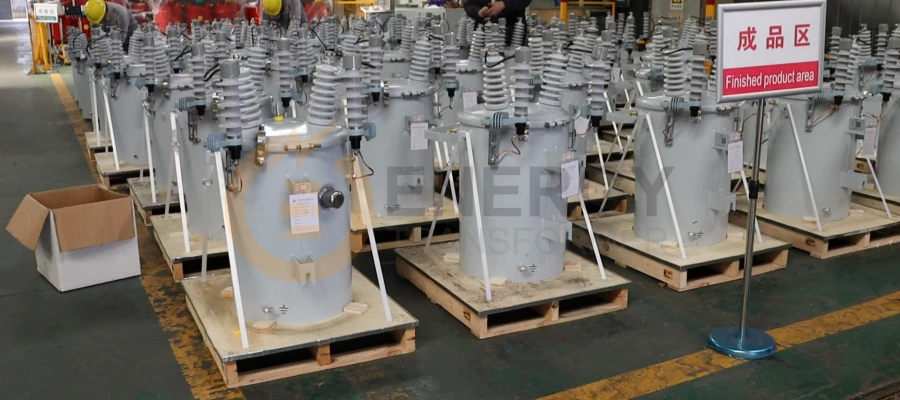 Energy Transformer pole-mounted distribution transformer available in the US, Canada, UK, and EU markets