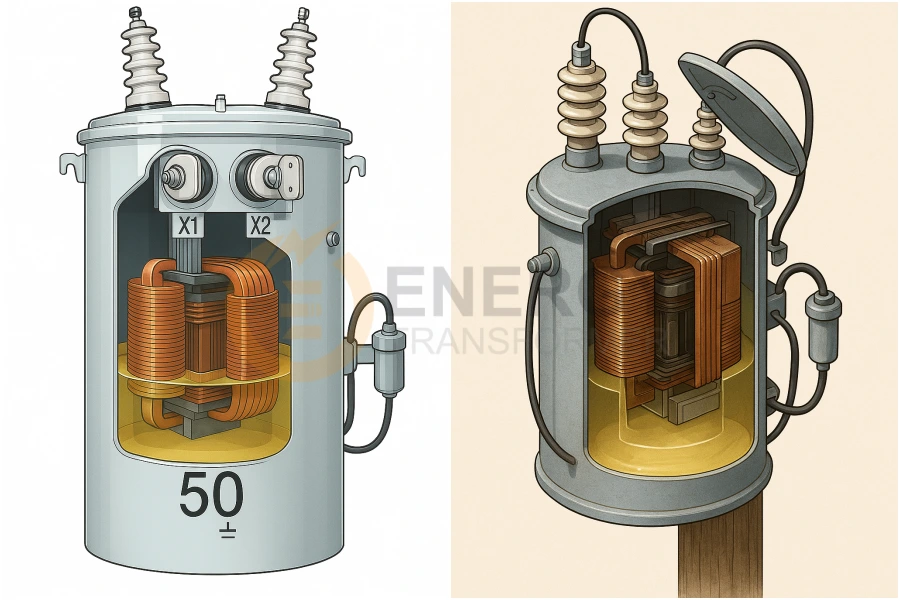 Energy Transformer telephone pole transformer with advanced core and windings, designed for reliable voltage conversion and wholesale supply in North America and Europe.