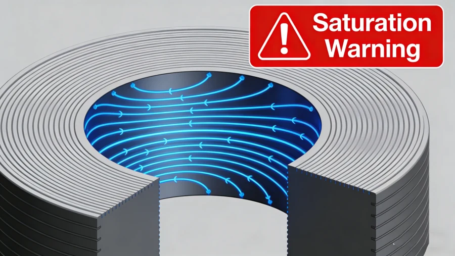 Magnetic flux in transformer core diagram showing flux density distribution, B-H curve analysis, and saturation limits in laminated silicon steel core for industrial power transformers used in USA, Canada, Germany, UK, Australia, UAE and global utility markets.