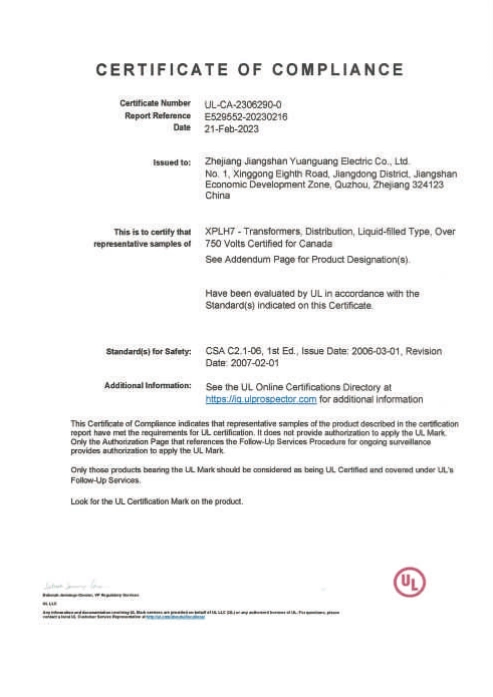 UL certification for Energy Transformer factory, covering high-voltage, industrial, and renewable energy transformers for global B2B projects