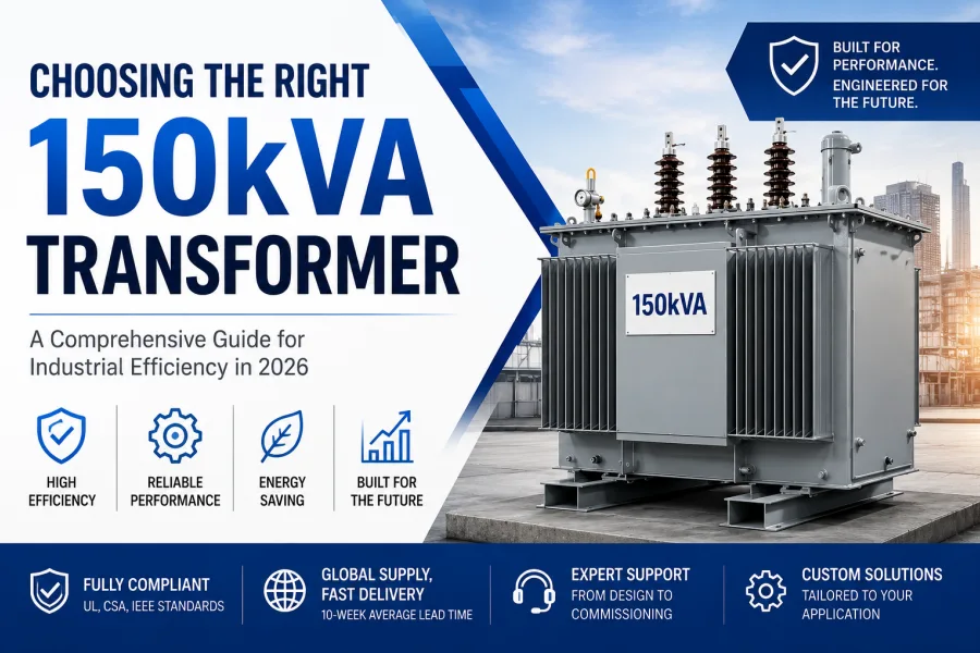 Guide to choosing the right 150kVA transformer for industrial efficiency in 2026 covering dry type and oil immersed transformer selection by Energy Transformer